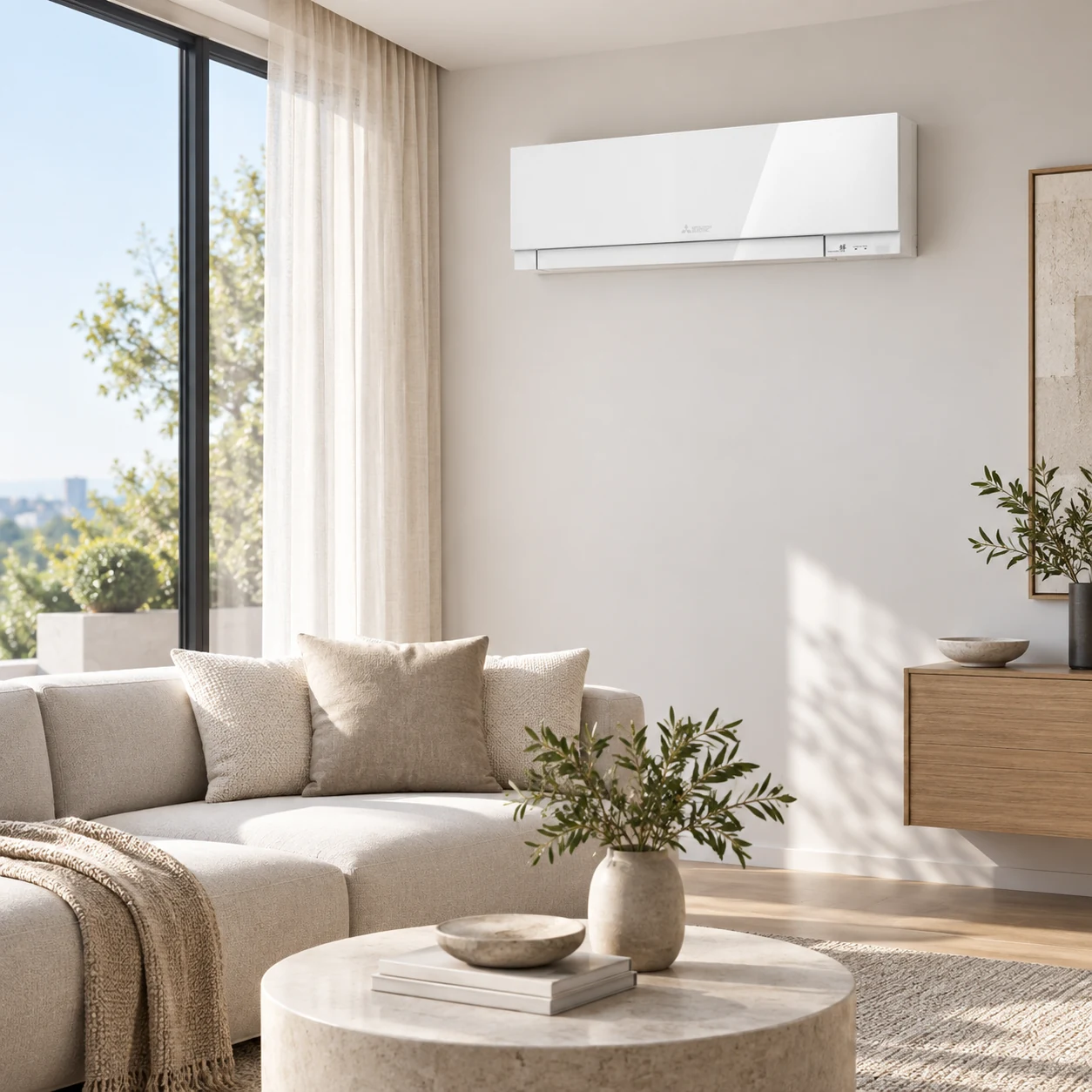 Mitsubishi Electric MSZ-EF Kirigamine Zen White в елегантен модерен интериор